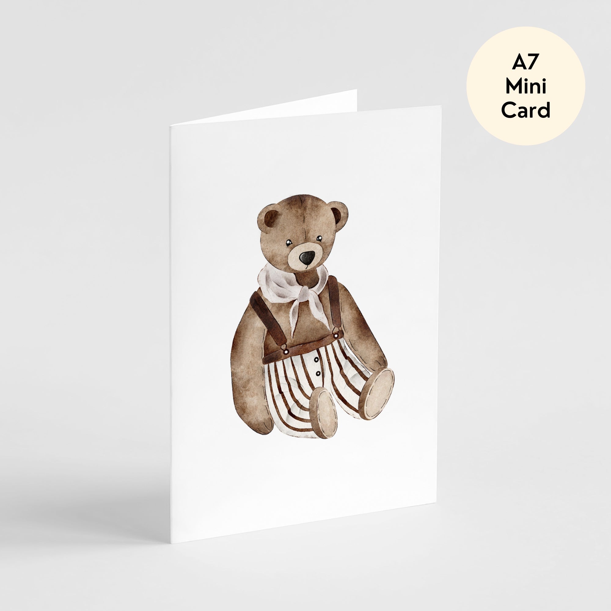 Vintage Teddy Card - Mini A7 Greeting Card