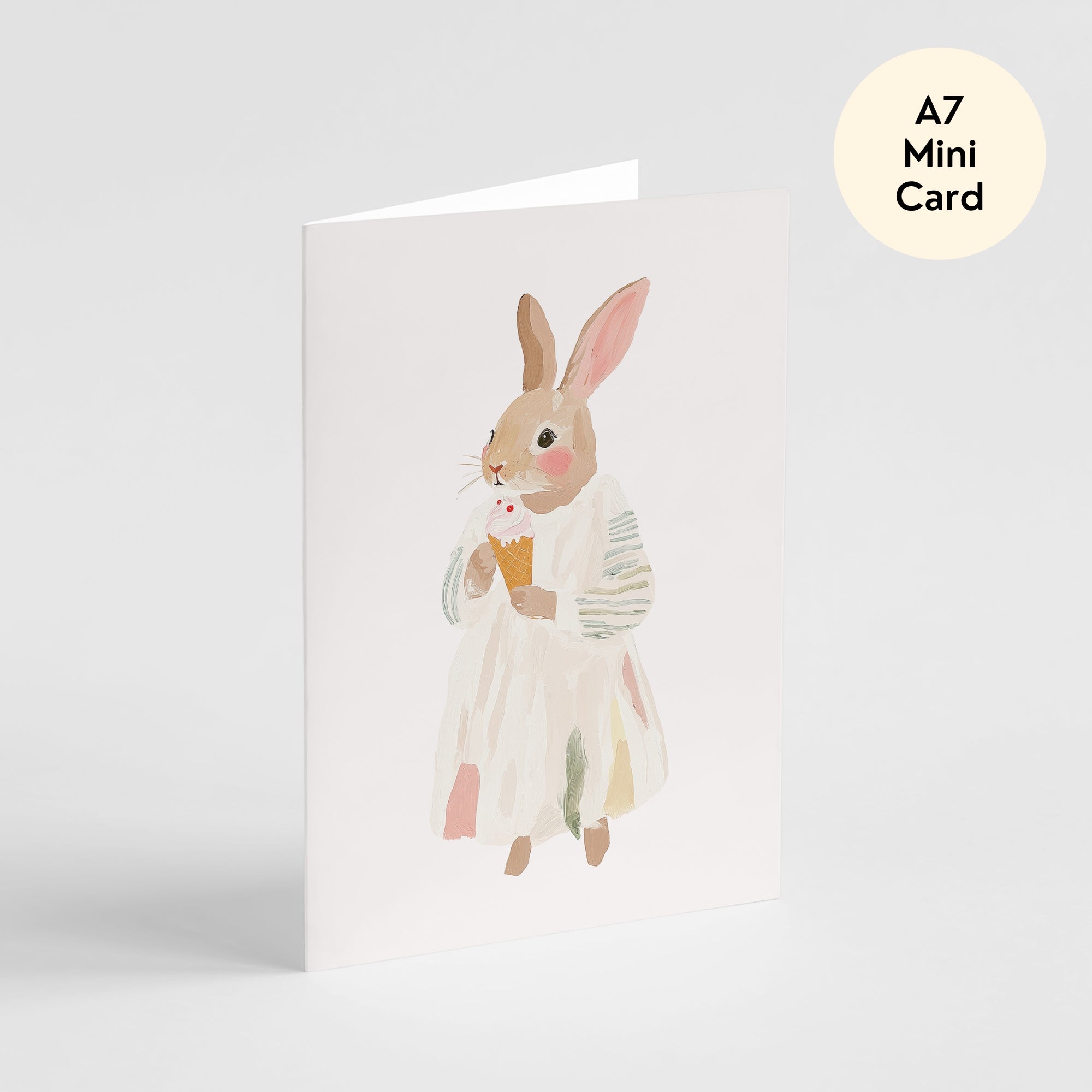 Ice Cream Bunny Card - Mini A7 Greeting Card