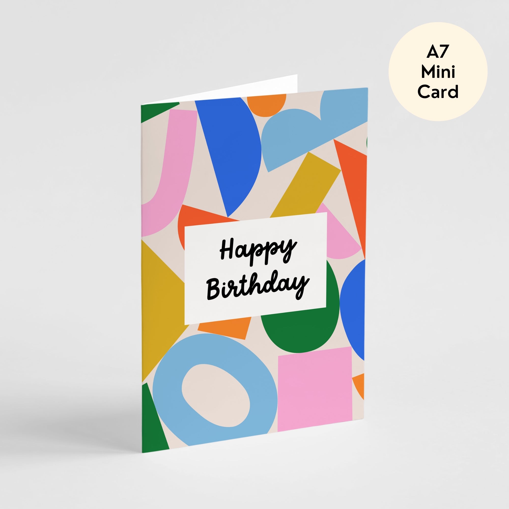 Abstract Shapes Happy Birthday Card - Mini A7 Greeting Card