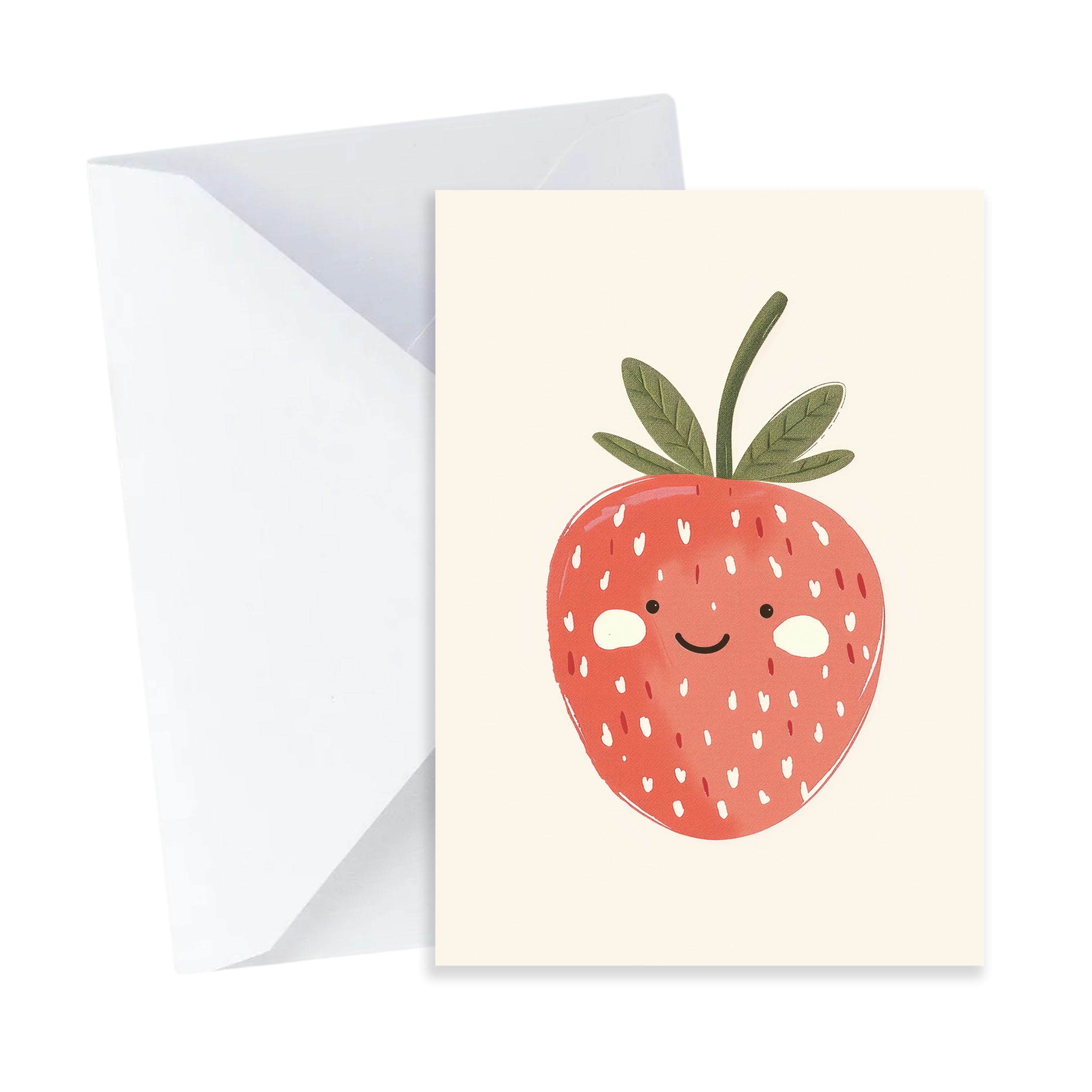 Smiling Strawberry Card - Mini A7 Greeting Card