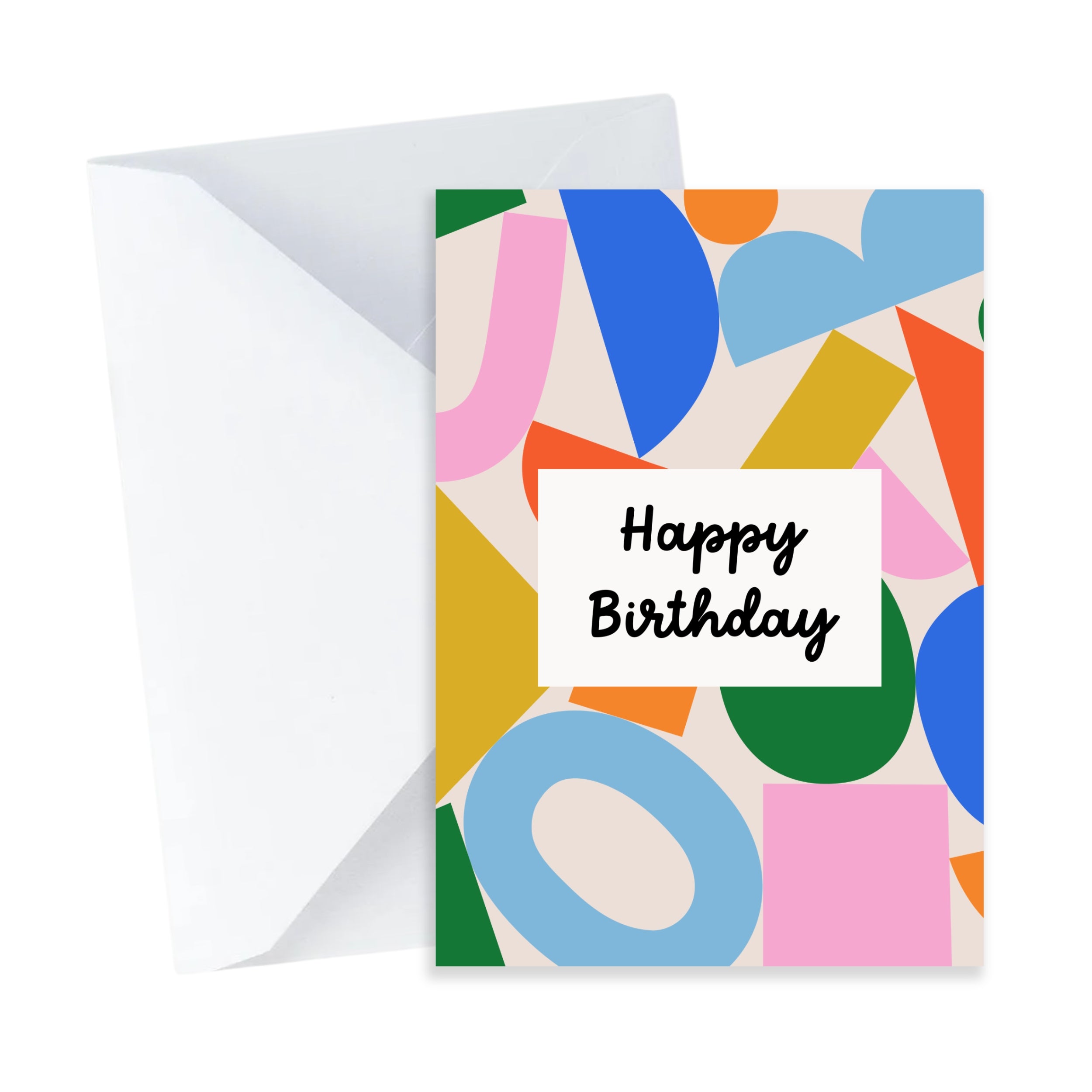 Abstract Shapes Happy Birthday Card - Mini A7 Greeting Card